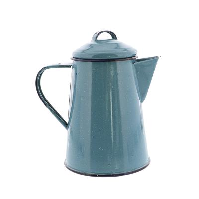 China Ethiopian metal camping vintage printing cast iron tea coffee steel kettle in viable custom enamel good condition for sale