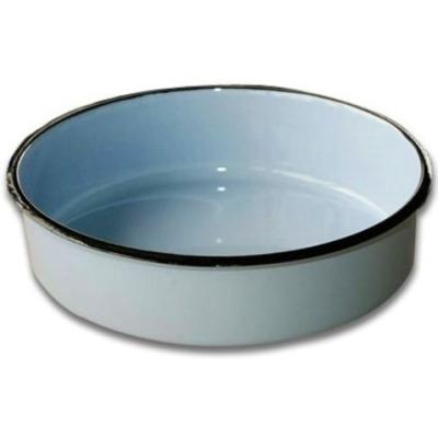 China Sustainable Pizza Bakeware Round White Black Shape Enamel Roasting Pan for sale