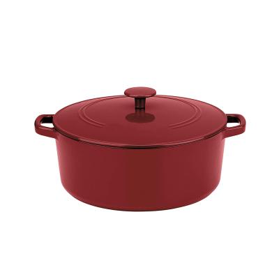 China Durable Red Color Cast Metal Custom Enamel Covered Oven Turkey Casserole With Oval Dutch Lid for sale