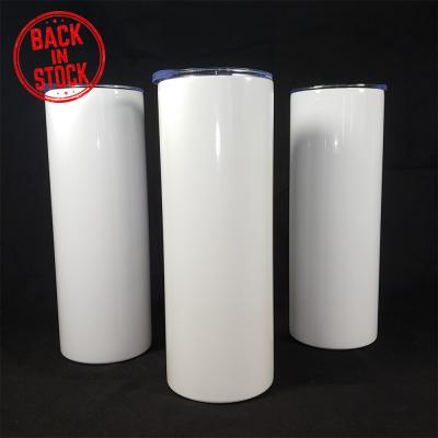 China Viable Ready To Ship S002 20oz Double Wall Insulated Sublimation Blanks Blank Straight Tumbler Cup With Lid for sale