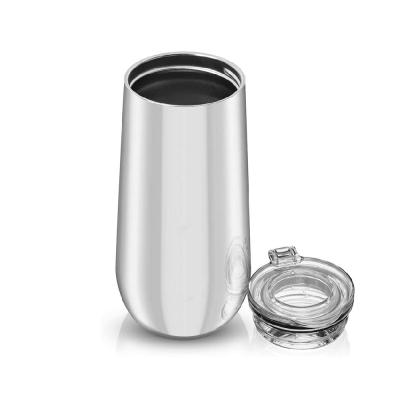 China Sustainable Double Walled Powder Coated Stainless Steel Wine Glass Coffee Insulated Wine Tumbler Travel Cup Egg Shape Mug for sale