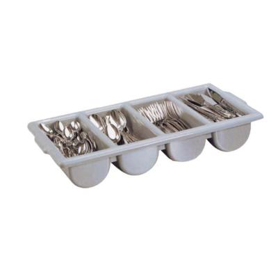 China Eco-friendly Commercial 4 Compartment Plastic Bar Kitchenware Rectangle Cutlery Tray Holder Rack for sale