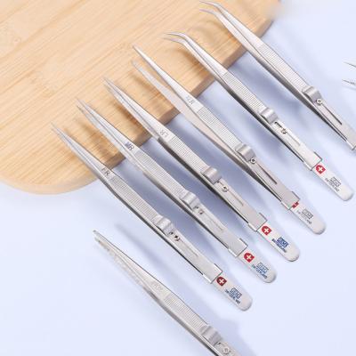 China 16cm Stainless Steel Pointed Elbow Tweezers Anti Slip Lockable Tweezers for sale