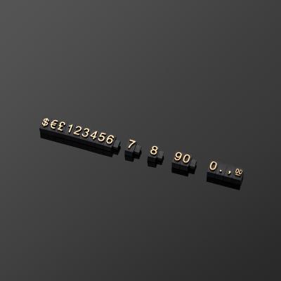 China AP1-5-3 Jewellery Price Cubes are made from black glossy plastic and have embossed lettering for sale