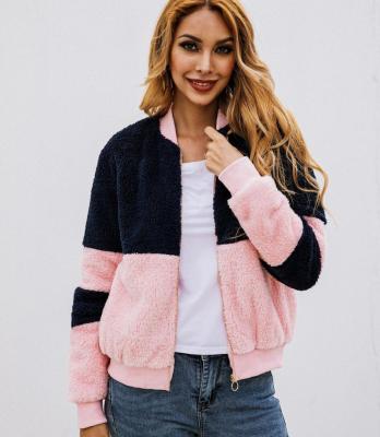 China Wholesale Crewneck Sweatshirt Ladies Fleece Anti-Shrink Thick Plush Jacket Warm Winter Pockets Pink Faux Fur Zipper Coat Cardigan Outerwear for sale