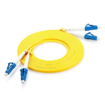 China FTTx solutions 2core single mode G652D fiber LC-LC UPC 3meters duplex fiber optic patch cord for sale