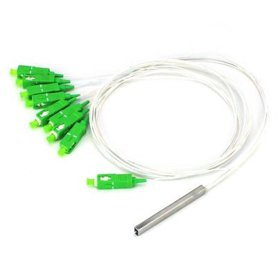 China FTTH FTTH FTTB 1*8 Fiber Optic PLC Mini Steel Tube Splitter With SC/APC Connectors for sale