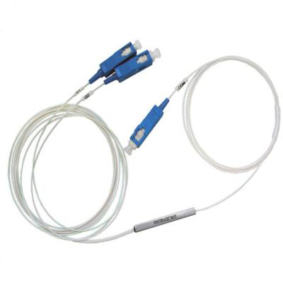 China FTTH 1x2 Fiber Optic PLC Mini Steel Tube Splitter With SC/UPC Connectors for sale