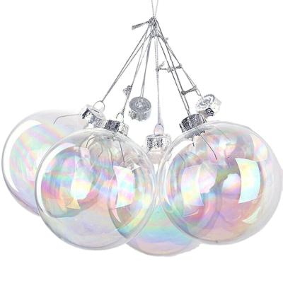 China Christmas Festival Party Home Decoration Christmas Ball Glass Hanging Christmas Tree Drop Ornaments Iridescent Clear 8cm 3.15 Inch Sphere Christmas Pendant Decoration for sale