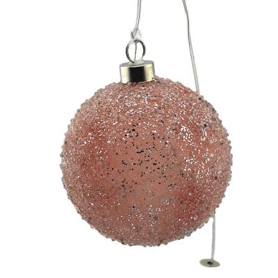 China Christmas Festival Home Decoration 2022 Newcomers Led Christmas Ball Lamp Lighted Pink Glitters Glass Bauble Sphere Bulb Ornaments For New Year Wedding Party for sale