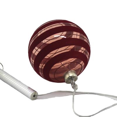 China 2022 Christmas Festival Home Decoration New Product Craft Decoration Glass Swollen Red Flocking Bauble Christmas Tree Pattern Ball With Battery Operate Led Light for sale