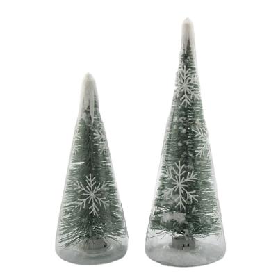 China Christmas Festival Home Decoration Factory Wholesale Various Size Blown Artificial Clear Led Lighting Glass Christmas Tree With Pine Inside For Holiday Home Decor for sale