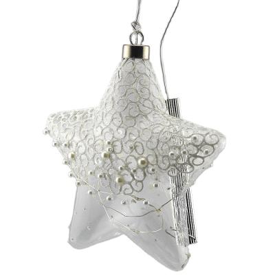 China Christmas Festival Home Decoration Wholesale China Craft Decorative Hanging Clear Glass Star Led Lights Ornaments for Christmas Tree and Wedding Party Decoration for sale