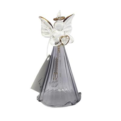 China Hot Sale Christmas Ornaments Beautiful Small Swollen Glass Angel Ornaments Figurine For Christmas Gift And Decoration for sale