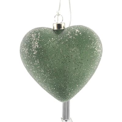 China Christmas Festival Home Decoration Decorative Led Light Hanging Large Heart Shape Green Glass Baubles Christmas Ball Ornaments Christmas Decoration Pendant Supplies for sale