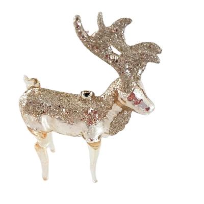 China Christmas Festival Home Decoration Factory New Design Custom Animal Figurine Deer Shaped Glass Blown Christmas Ornaments For Christmas Tree Hanging Decoration for sale