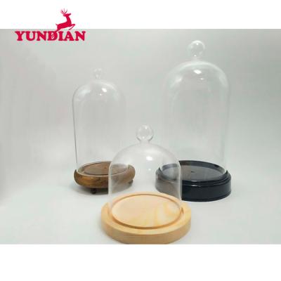 China Europe factory direct wholesale Mini Small Clear Transparent Glass bell bell display dome with handle for home decoration for sale