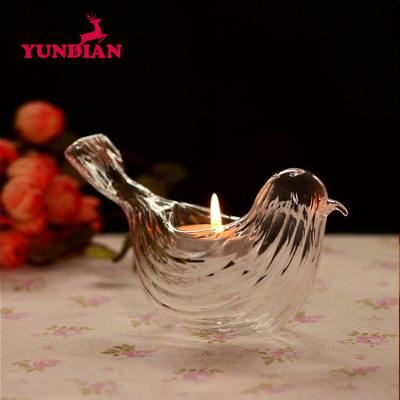 China Wholesale Home Decor New Style Decorative Wedding Decoration Custom Bird Shape Tealight Clear Transparent Votive Glass Candle Holder For Party Home Wedding for sale