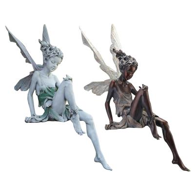 China Wholesale resin fairy outdoor miniature decoration statue figurine resin garden figurines Europe home decor for sale