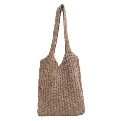 China Lovely new factory crochet shoulder bag large capacity wool knitted shoulder cotton fabric girls tote for sale