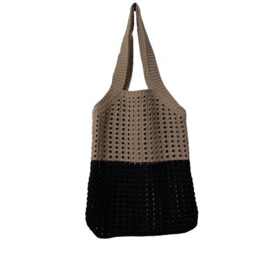 China Casual Pretty All-match Handbag Large Capacity Simple Tote Women Hollow Out Woolen Knitted Shoulder Bag for sale