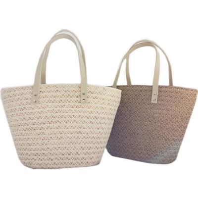 China High Quality Factory Beach Straw Shopping Tote Bag Hemp Handmade Woven Market Basket Handbag for sale