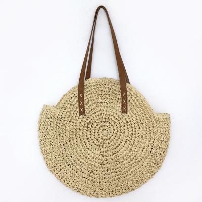 China Factory High Quality Summer Beach Round Circle Straw Handbag Straw Shopping Package Handmade Woven for sale