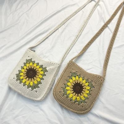 China PORTABLE Factory Custom Cotton Bohemian Colorful New Rope Knitted Crochet Square Bag for sale