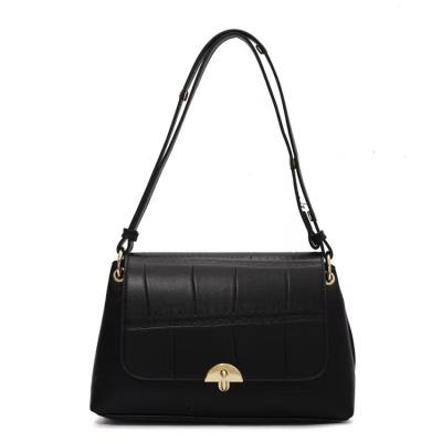 China All-match Guangzhou Factory Fashion PU Leather Handbag Shopping Shoulder Bag Stone Pattern Luxury Saddle Bag for sale