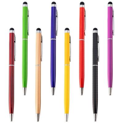 China Smooth Write Universal Promotional Hot Screen 2 In 1 Tablet Touch Tip For Phone Custom Logo Metal Point Ball Pen With Stylus for sale