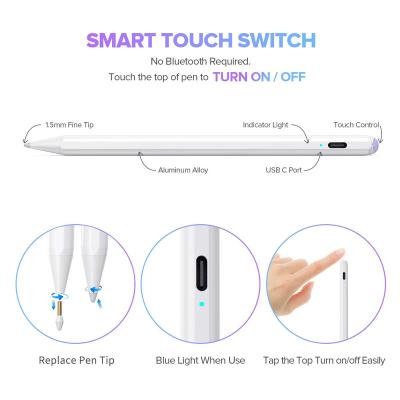 China Custom Tablet Palm Rejection Soft Touch Tablet Stylus Pen for Apple iPad for sale