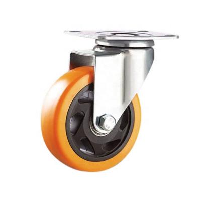 China PU PVC Rigid Caster Orange 4 Inch Caster Wheel Dish Rack Caster Wheels for sale