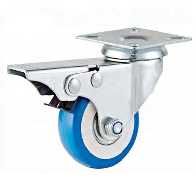 China Blue Swivel Caster PVC Caster Wheels 50mm Swivel Top Plate Light Duty Caster Wheel for sale