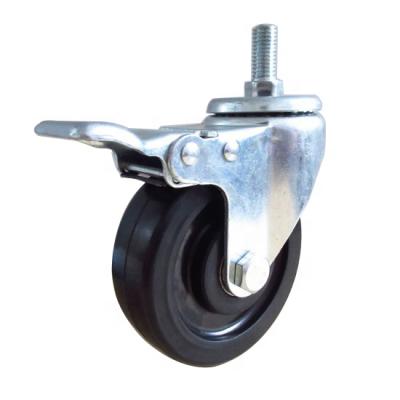 China Rigid ESD Medium Duty Conductive Caster Black Rubber Black Wheels for sale