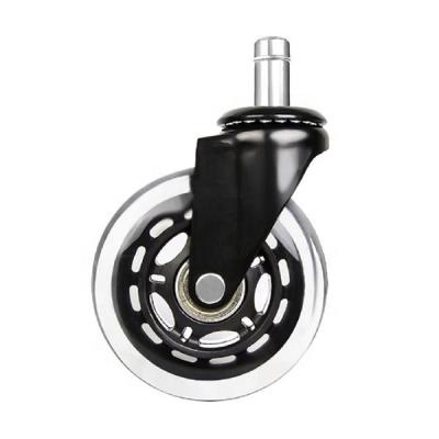 China Contemporary 3 Inch Black Plating Roller Skate Caster Wheel PU Office Chair Caster Wheel for sale