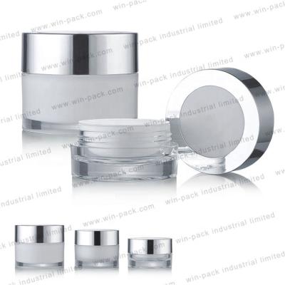 China Wholesale 15g 30g 50g Cosmetic Empty Acrylic Cream Cosmetic Packing Jar With Shiny Silver Foil Cap for sale