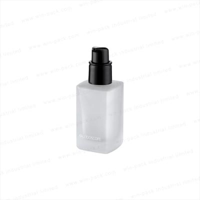 China Printing New Winpack Fancy Cosmetic Base Frost Lotion Glass Bottle With Black Pump for sale