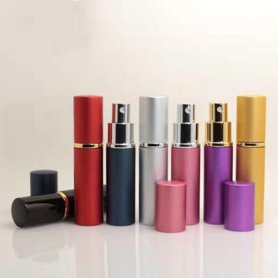 China Victory-Pack 10ml Cosmetic Aluminum Spray Glass Bottle Red Pink Blue Black Silver Color For Perfume for sale