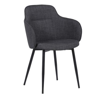 China Slipcovered High Quality Modern Ergonomic Armrests Upholstered Fabric dark grey dining chair for sale