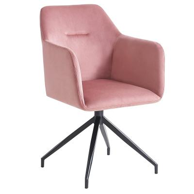 China Slipcovered Modern Comfortable Indoor Dining Room Velvet Design Pink Swivel Armchair for sale