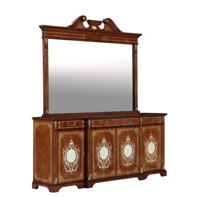 China Solid Wood Dining Room Sideboard Large Storage And Useful Antique Vintage Porcelain Country Furniture With Mirror for sale