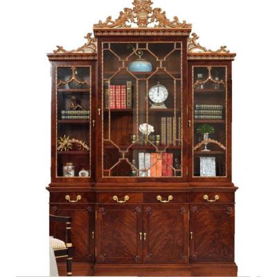 China EUROPEAN luxury design study room furniture set antique wooden desk set, classic bookcase for sale