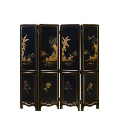 China Chinese Famous Painting Workmanship Solid Wood Folding Classical Traditional Wooden Screen for sale