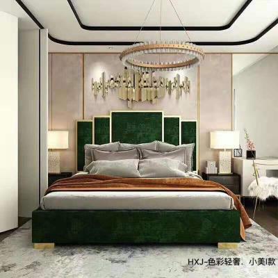 China Comfortable and Stylish Modern Style Velvet Headboard and Metal Frame Storage Bed for sale