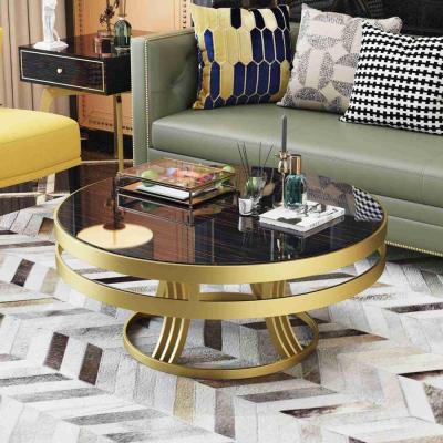 China Steady And Durable Modern Gold Stainless Steel Frame Around Marble Tea Table Coffee Table for sale