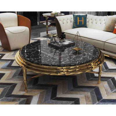 China Low Price Black Marble Coffee Table Durable Easy Clearing Center Tea Table for sale