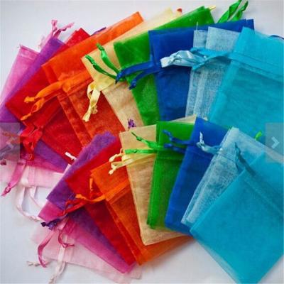 China Recyclable custom colorful logo printed jewelry pouch organza bag, transparent jewelry pouch bag for gift for sale