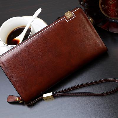 China Leather Clutch Bag Leisure Purse Men's Plain Wrist Strap Clutch Bag for sale