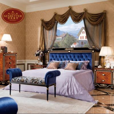 China 0069 Bedroom High Spanish Style Bed Set , Luxury Glossy Piano-pait Bedroom Furniture for sale