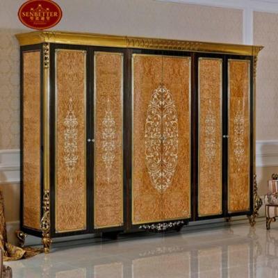 China 0061 Arabic veneer bedroom wardrobe cabinet furniture luxury design, solid wood clothes cabinet for sale